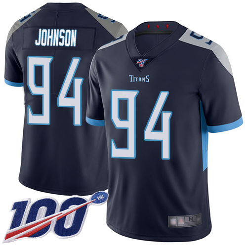 Tennessee Titans Limited Navy Blue Men Austin Johnson Home Jersey NFL Football 94 100th Season Vapor Untouchable